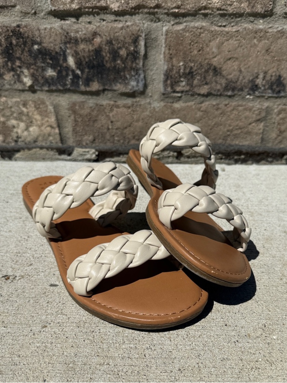 a new day Braided Cream Double-Strap Sandals
